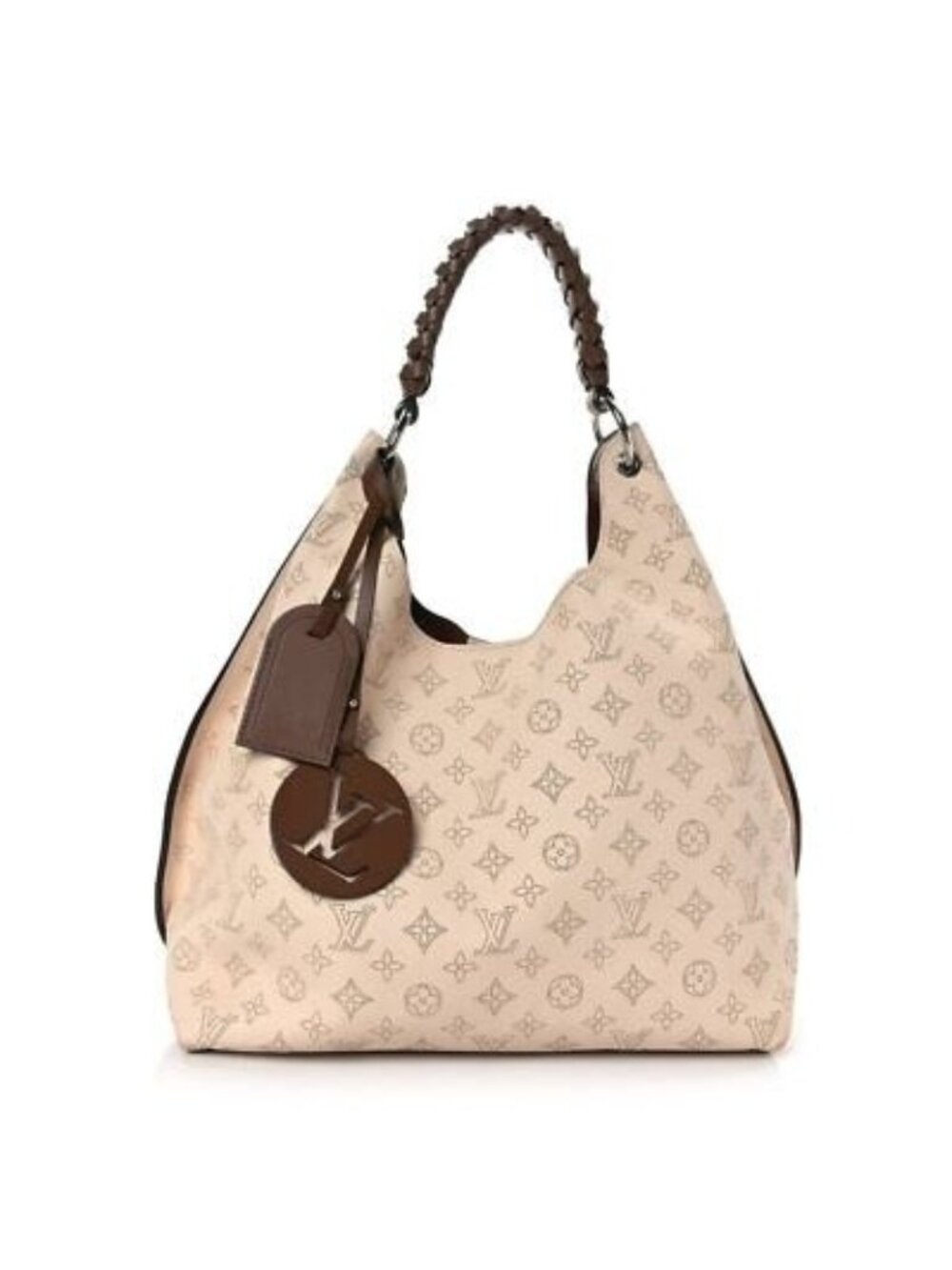 Louis Vuitton Monogram Carmel Hobo Mahina Leather Shoulder Tote Bag
